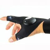 Black Outdoor Fishing Magic Strap Fingerless Glove LED Flashlight Torch Cover Survival Camping Hiking Rescue Tool