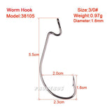 10pcs Fishing Gear Soft Bug High Steel Carbon Bass Barbed Hooks Wide Crank 5/0 # -1/0 #  Fishing Hook For Fish New Tackle Tools