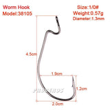 10pcs Fishing Gear Soft Bug High Steel Carbon Bass Barbed Hooks Wide Crank 5/0 # -1/0 #  Fishing Hook For Fish New Tackle Tools