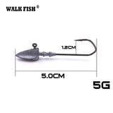 Walk Fish 5Pcs/Lot Head Hooks 3.5g 5g 7g 10g 14g 20g Lead Head Hook Lure Hook Jig Head Multicolor Fishing Tackle Hooks HH021