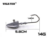 Walk Fish 5Pcs/Lot Head Hooks 3.5g 5g 7g 10g 14g 20g Lead Head Hook Lure Hook Jig Head Multicolor Fishing Tackle Hooks HH021
