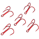10pcs/lot 2# 4# 6# 8# 10# Fishing Hooks High Carbon Steel Material Treble Hook Fishing Tackle Round Bent Red Color Fishing Tools