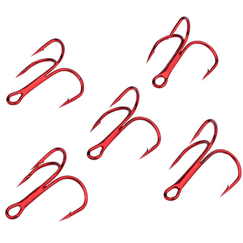 10pcs/lot 2# 4# 6# 8# 10# Fishing Hooks High Carbon Steel Material Treble Hook Fishing Tackle Round Bent Red Color Fishing Tools