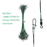 Assorted 32lb/35lb Fishing Line Steel Wire Leader With Rolling Swivels Duo-Lock Snap Anti-bait Carp Fishing Wire Leadcore Leash