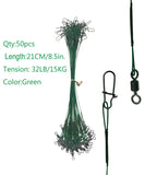 Assorted 32lb/35lb Fishing Line Steel Wire Leader With Rolling Swivels Duo-Lock Snap Anti-bait Carp Fishing Wire Leadcore Leash