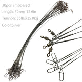 Assorted 32lb/35lb Fishing Line Steel Wire Leader With Rolling Swivels Duo-Lock Snap Anti-bait Carp Fishing Wire Leadcore Leash