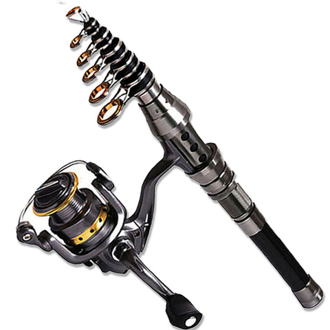 1.5M-2.4M Telescopic Fishing Rod combo and Fishing Reel Full kit Wheel Portable Travel Fishing Rod Spinning Fishing Rod Combo