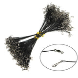 New 20PCS Anti-bite Fishing Line Steel Wire Leader Fishing Tackle MS+QL Fishing Swivel Snap Hook Connector 15/20/30CM Black X322