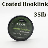 1PCS Carp fishing line Coated Hook Link Camo Green Hooklink Stiff Rig 15 25 35LB Braid Skin Line Chod Hair Rig Leader Tackle