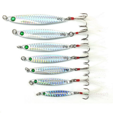 1pcs 7g 10g 14g 17g 21g  Carp Fishing Silver /Green Lure Spoon Bait Fishing Metal Jig Lures Metal Vib