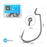 DONQL 20pcs/ Set Wide Crank Fishing Hook Carbon Steel Offset Fishhook For Soft Worm Lure 5/0#-1# Bass Barbed Carp Fishing Hooks
