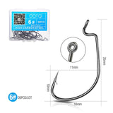 DONQL 20pcs/ Set Wide Crank Fishing Hook Carbon Steel Offset Fishhook For Soft Worm Lure 5/0#-1# Bass Barbed Carp Fishing Hooks