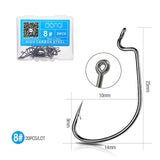 DONQL 20pcs/ Set Wide Crank Fishing Hook Carbon Steel Offset Fishhook For Soft Worm Lure 5/0#-1# Bass Barbed Carp Fishing Hooks