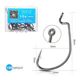 DONQL 20pcs/ Set Wide Crank Fishing Hook Carbon Steel Offset Fishhook For Soft Worm Lure 5/0#-1# Bass Barbed Carp Fishing Hooks