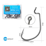 DONQL 20pcs/ Set Wide Crank Fishing Hook Carbon Steel Offset Fishhook For Soft Worm Lure 5/0#-1# Bass Barbed Carp Fishing Hooks