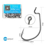 DONQL 20pcs/ Set Wide Crank Fishing Hook Carbon Steel Offset Fishhook For Soft Worm Lure 5/0#-1# Bass Barbed Carp Fishing Hooks