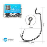 DONQL 20pcs/ Set Wide Crank Fishing Hook Carbon Steel Offset Fishhook For Soft Worm Lure 5/0#-1# Bass Barbed Carp Fishing Hooks