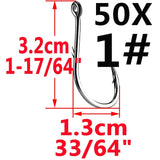 Simpleyi 50pcs Iseama Circle Carp Eyed Fishing Hook Size 12 9 6 4 1 1/0 2/0 3/0 4/0 5/0 Ring eye Japan Fishhook