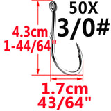 Simpleyi 50pcs Iseama Circle Carp Eyed Fishing Hook Size 12 9 6 4 1 1/0 2/0 3/0 4/0 5/0 Ring eye Japan Fishhook