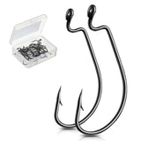 DONQL 20pcs/ Set Wide Crank Fishing Hook Carbon Steel Offset Fishhook For Soft Worm Lure 5/0#-1# Bass Barbed Carp Fishing Hooks